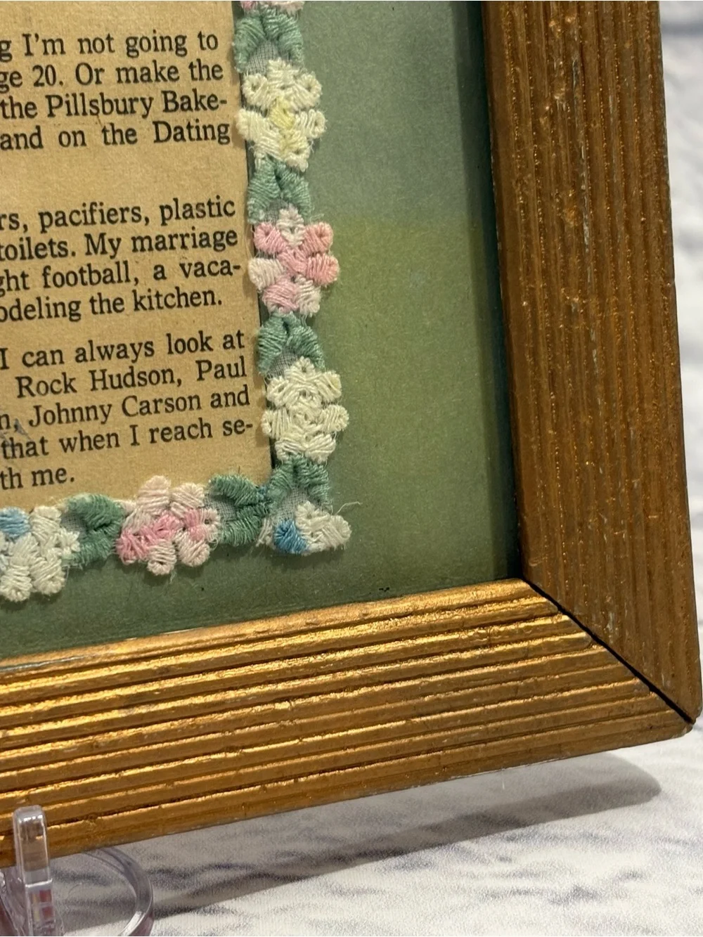 Vintage 1970’s 40th birthday humorous magazine/paper article framed artwork